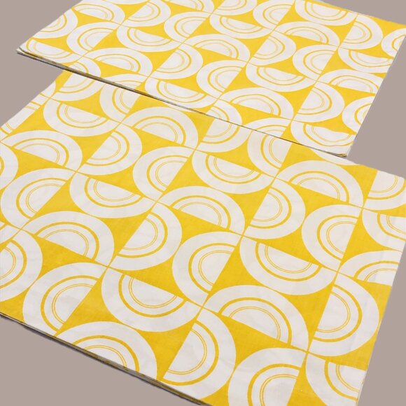 Vintage 70s TexMade Truprest DARINGLY DANISH Yellow Pillowcase SET: Geometric - Picture 10 of 11